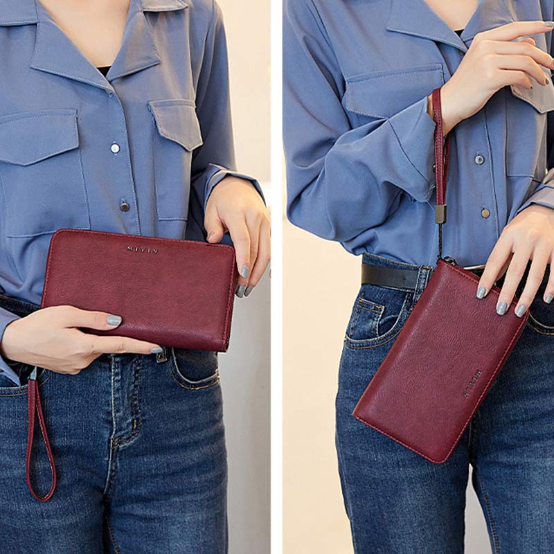 Womens RFID Blocking Zip Around Wallet Large Long Wristlet Clutch