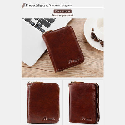 Vertical Multi-Slot Retro RFID Leather Wallet