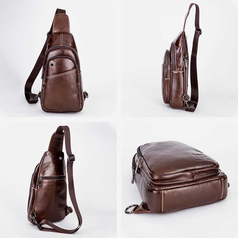 Large Capacity Genuine Leather Sling Bag