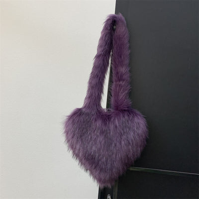 Cute Heart Shape Plush Bag Women Crossbody Party Bag