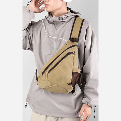 Multifunctional Cycling Purse For Men Large Capacity Canvas Sling Bag