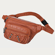 Rivet Waist Bag For Women Large Leather Crossbody Chest Bag