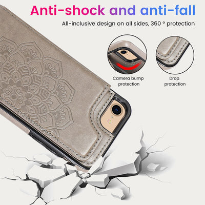 Phone Case For Daily Flower Pattern Magnetic Button Leather Case