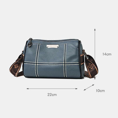 Genuine Leather Small Triple Compartment Crossbody Bag Shoulder Bags for Women