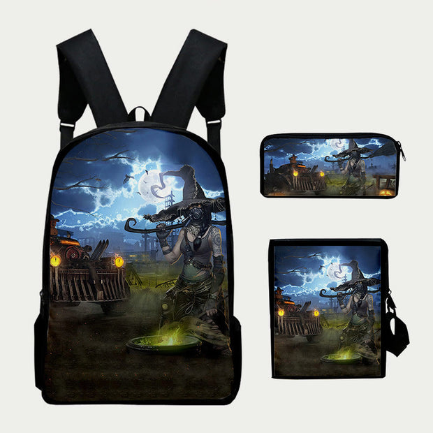 Halloween Backpack For Kids Outdoor Sports Travel Oxford Bag Set