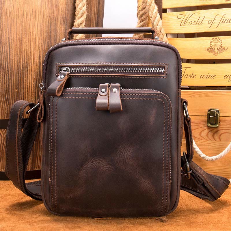 Messenger Bag for Men Multi-Pocket Genuine Leather Business Crossbody Bag