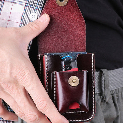 Real Leather Cigarette Lighter Holder Pouch Mini Cigar Waist Pack