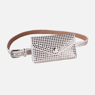 Punk Waist Bag For Women Sparkle Rivet Belt Bag