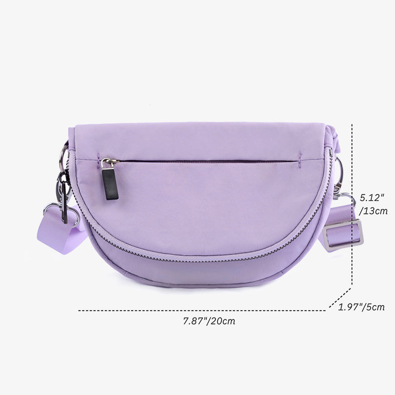 Crescent Crossbody Bag For Women Minimalist Solid Color Nylon Purse