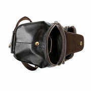 Leather Sling Bag Mens Chest Bag with USB Charging Port