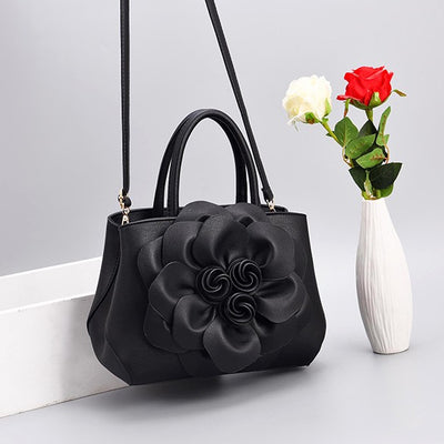 Women's Floral Elegant Shoulder Bag Vegan Leather Handbag Satchel Purses