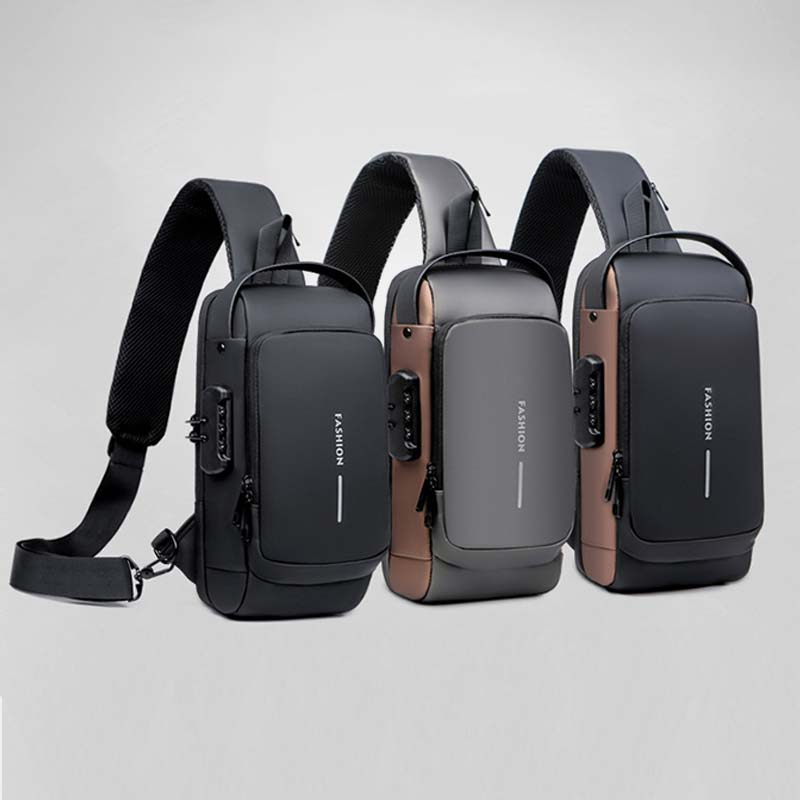 Anti-theft Waterproof Large Capacity Casual Sling Bag With USB Charging Port & Reflective Strip