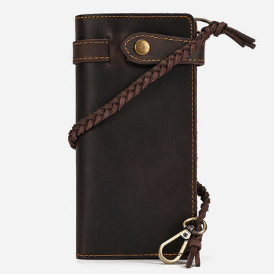 Long Bifold Wallet With Leather Chain Protect For Men