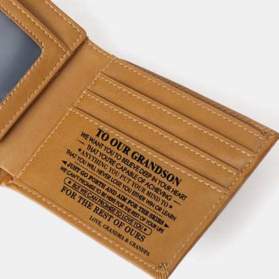 Engraved Mens Wallet Trifold Leather Card Holder Gifts for Son Grandson