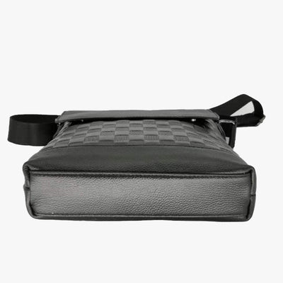 Black Business Purse Mens Check Pattern Small Messenger Bag