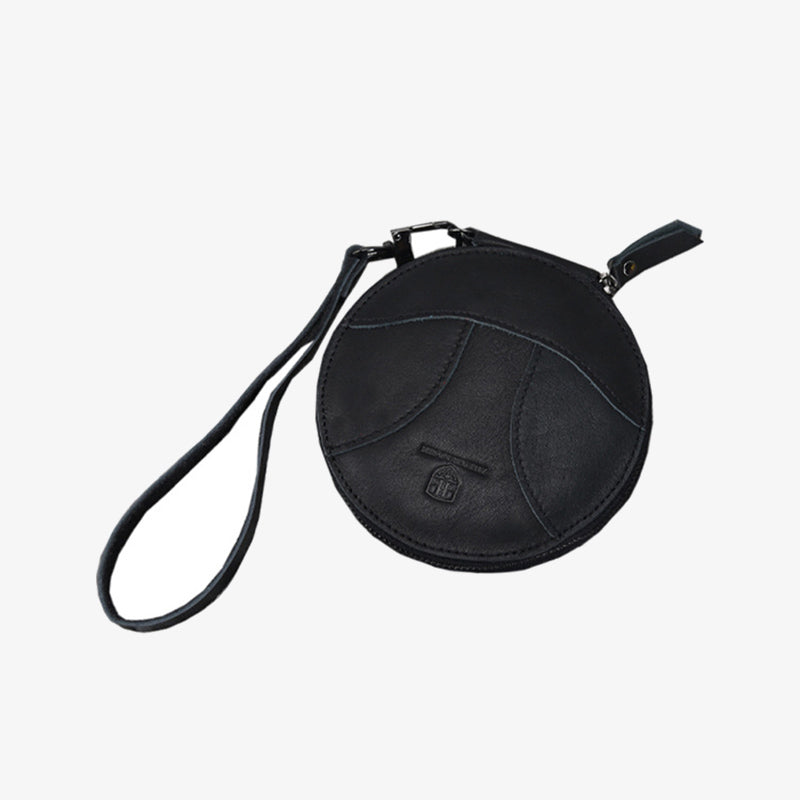 Round Coin Purse Retro Cute Leather Wallet Wrist Bag