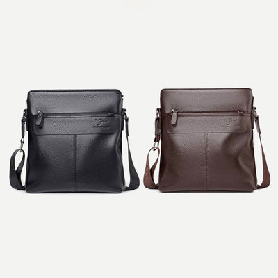 Messenger Bag for Men Lychee Pattern Genuine Leather Business Backpack