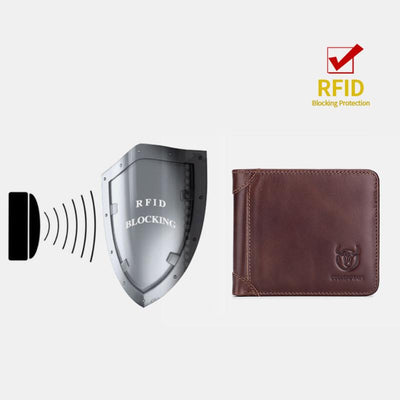 RFID Trifold Genuine Leather Large Capacity Wallet