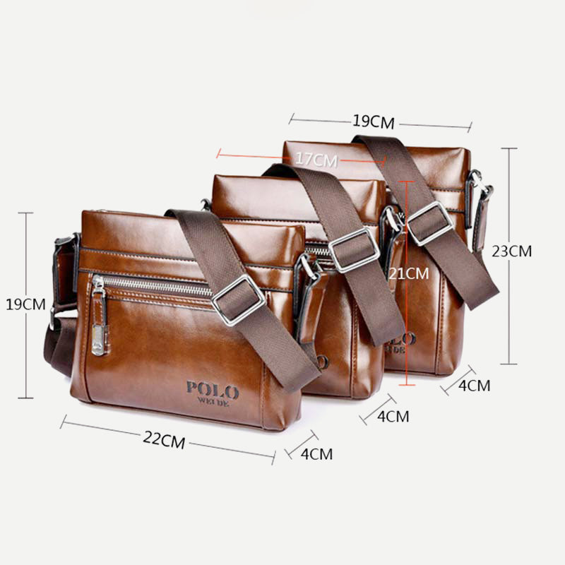 Men's PU Leather Shoulder Bag Business Crossbody Bag Messenger Bag