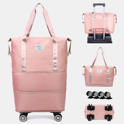 Expandable Rolling Duffel Bag with Detachable Wheels Large Shopping Tote Handbag Purses