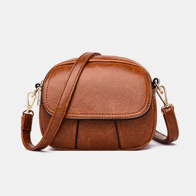 Triple Zip Small Crossbody Bag Leather Handbag Shoulder Purses for Women