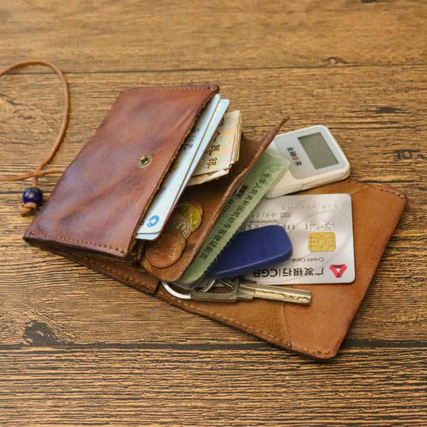 Retro Handmade Genuine Leather Card Holder Wallet for Men Women