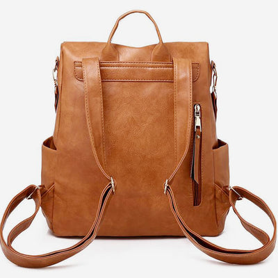 Large Capacity Leather School Backpack