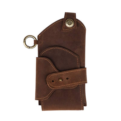 Genuine Leather Men Cell Phone Holster Pouch Phone Bag Belt Holder