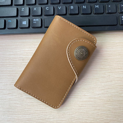 Multifunctional Leather Card Holder Ultra Thin Mini Key Ring Wallet