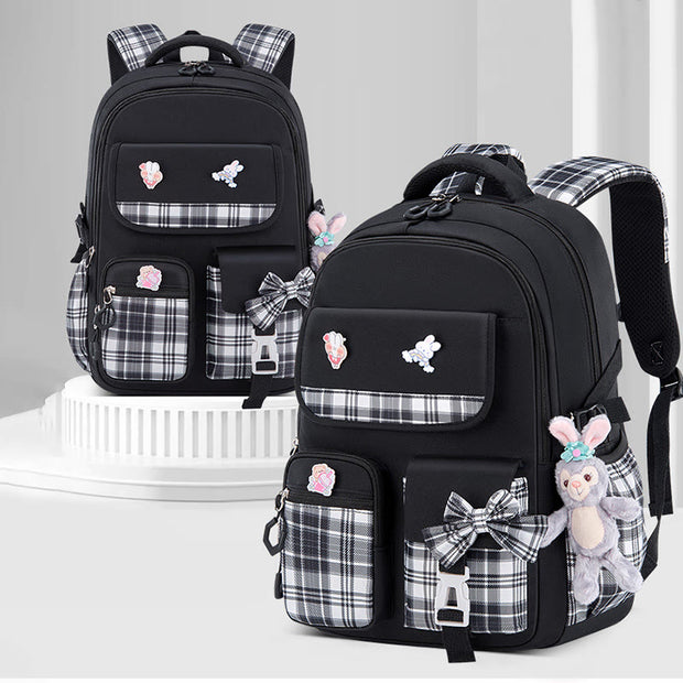 Backpack For Girls Cute Cartoon Pendant Lightweight Large Capacity Schoolbag