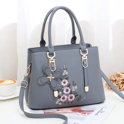 Floral Vegan Leather Purse For Outing Elegant Women Crossbody Handbag