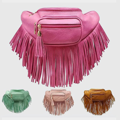 Waist Bag For Women Outdoor Multifunctional Tassel Crossbody Bag