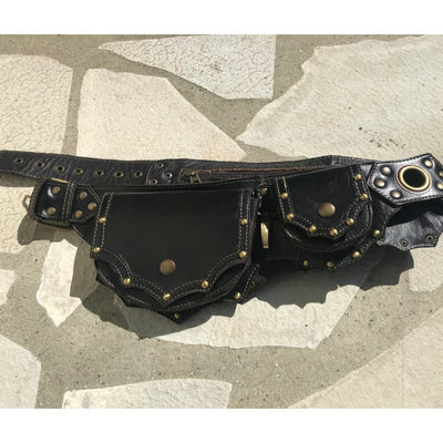 Limited Stock: Waist Bag For Women Medieval PU Leather Rivets Fanny Pack