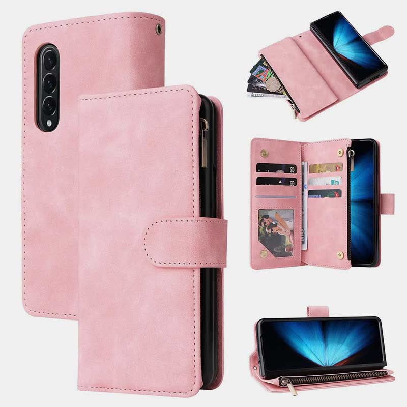 Shockproof Sansung Galaxy Z Fold 4 Fold 3 Case Wallet with Multiple Card Slot