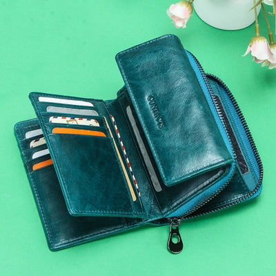 Multifunctional Genuine Leather Short Wallet