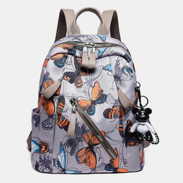 Women Waterproof Oxford Backpack Fashion Butterfly Print Light Travel Backpacks