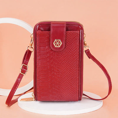 Solid Snakeskin Grain Phone Bag For Women Elegant Crossbody Wallet