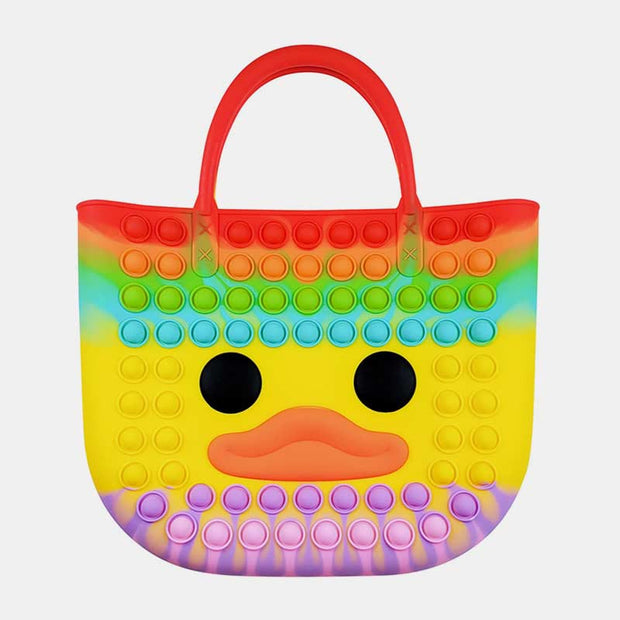 Handbag for Child Cute Duck Colorful Decompress Silicone Beach Bag