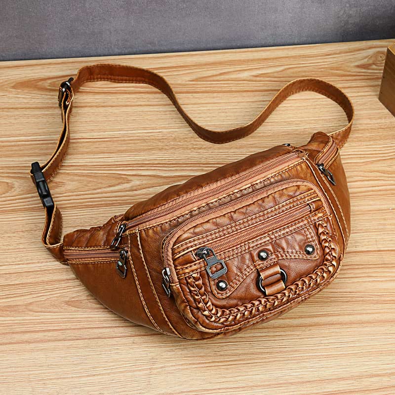 Waist Bag for Women Brown Daypack Large Capacity Crossbody Bag