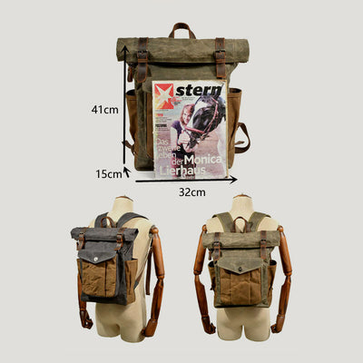 Retro Large Canvas Backpack Multi-Pocket Waterproof Travel Backpack Fit 15.6'' Laptop