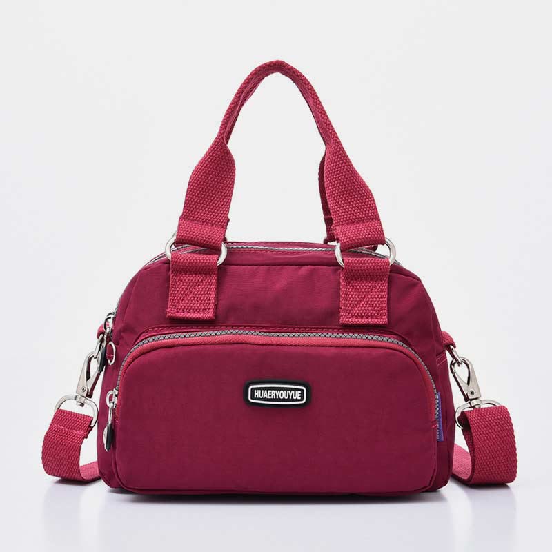 Handbag for Women Purple Nylon Lightweight Shopping Zipper Crossbody Bag