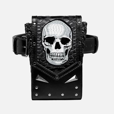 Faux Leather Skull Phone Bag  Waist Pack Punk Style Crossbody Purse