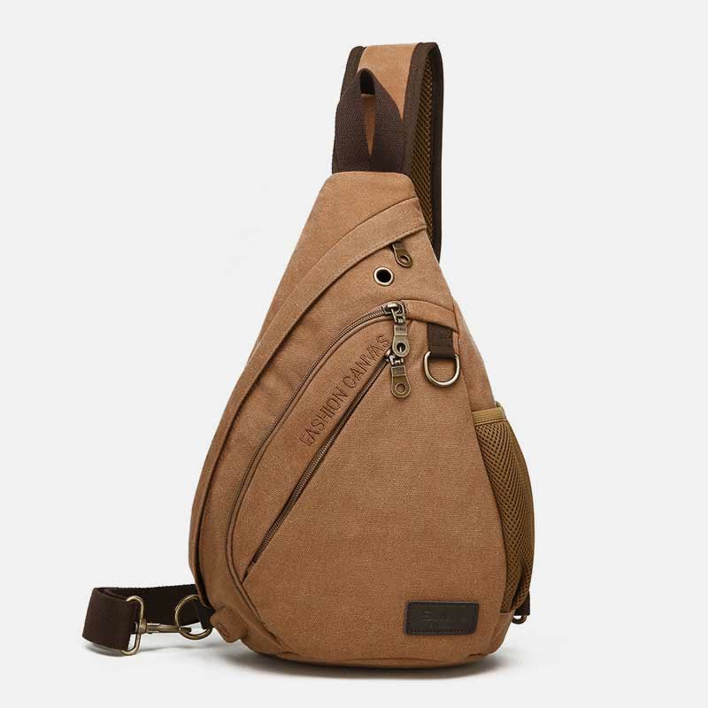 Canvas Chest Bag Men Minimalist Travel Large Sling Bag