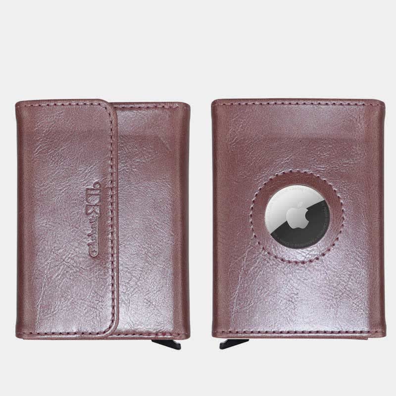 Minimalist Pop Up Cards Leather Wallet RFID Blocking Airtag Card Case