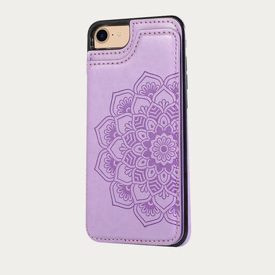 Phone Case For Daily Flower Pattern Magnetic Button Leather Case