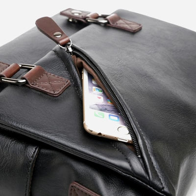 Messenger Bag for Men Waterproof Patch Flap PU Shoulder Bag