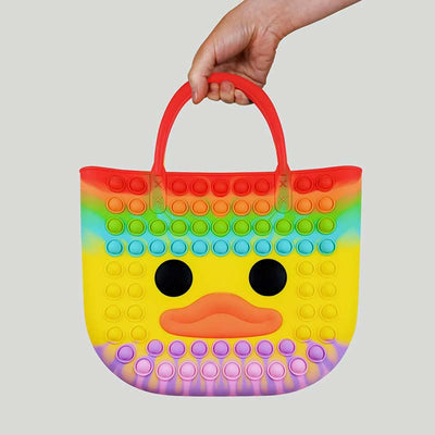 Handbag for Child Cute Duck Colorful Decompress Silicone Beach Bag