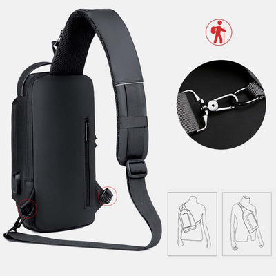 Anti-theft Waterproof Large Capacity Casual Sling Bag With USB Charging Port & Reflective Strip