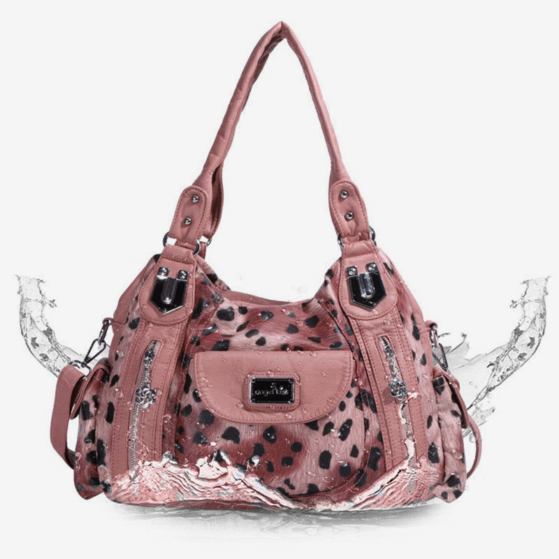 Leopard Pattern Handbag For Women Faux Leather Tote Satchel