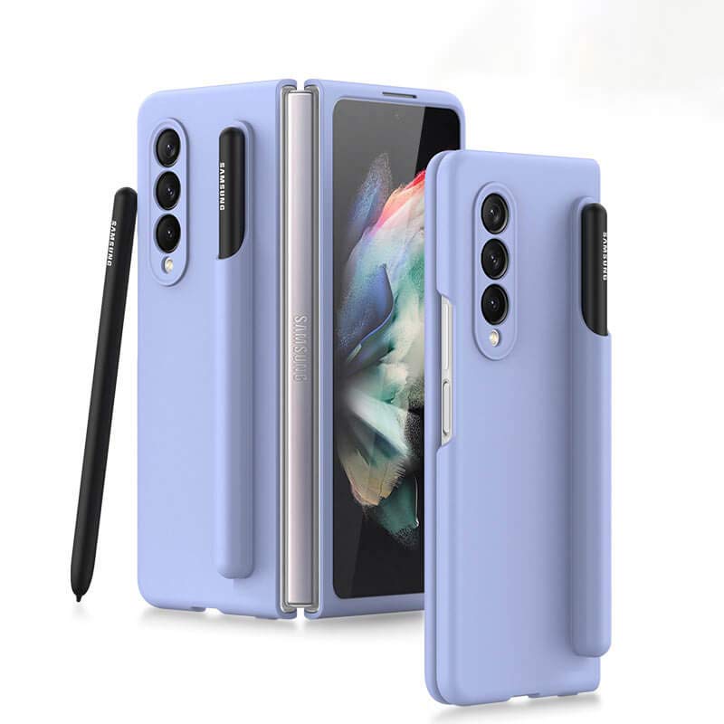 Samsung Galaxy Z Fold 3 Silicone Phone Case with Removable Pen Holder Corner Protection